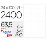 Étiquette adhésive apli agipa jet d'encre 63.5x33.9mm formats paramétrés boîte 2400 unités