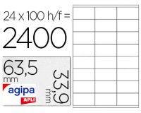 Étiquette adhésive apli agipa jet d'encre 63.5x33.9mm formats paramétrés boîte 2400 unités