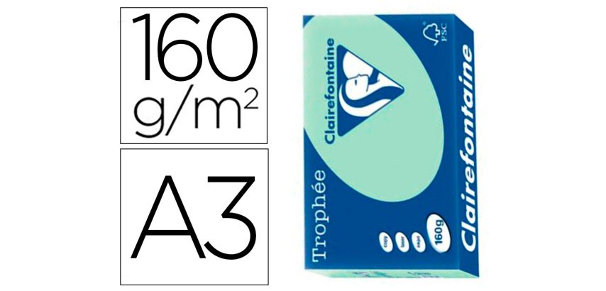 Papier clairefontaine multifonction laser couleur   trophe a3 160g vert parfaite  opacite paquet 250 feuilles