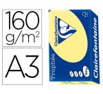Papier clairefontaine multifonction laser couleur   trophe a3 160g/m2 jonquille   parfaite opacite paquet 250