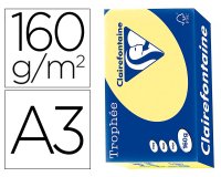 Papier clairefontaine multifonction laser couleur   trophe a3 160g/m2 jonquille   parfaite opacite paquet 250
