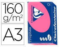 Papier clairefontaine multifonction laser couleur   trophe a3 160g/m2  fuschia    parfaite opacite paquet 250