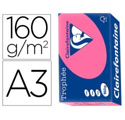 Papier clairefontaine multifonction laser couleur   trophe a3 160g/m2  fuschia    parfaite opacite paquet 250