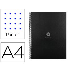 Cahier spirale antartik a4 80p 90g couverture cartonee   reglure dot 4 trous coloris   noir