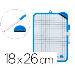 Ardoise scolaire liderpapel 18x26cm double face unie et   quadrillee avec feutre et     effacette magnetique coloris
