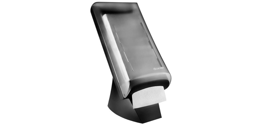 Distributeur serviette hps l-one l ucart installation    mural socle noir capot        transparent 211x475x305mm