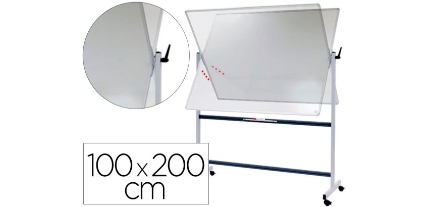 Tableau blanc rotatif vanerum emaille magnetique cadre      aluminium lisse anodise       fixation mure 100 x200cm