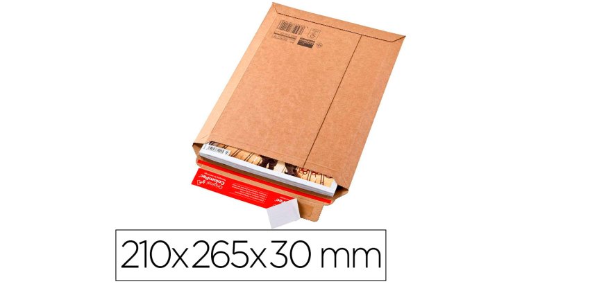 Pochette expedition colompac carton rigide brun bande      adhesive 210x265x30mm