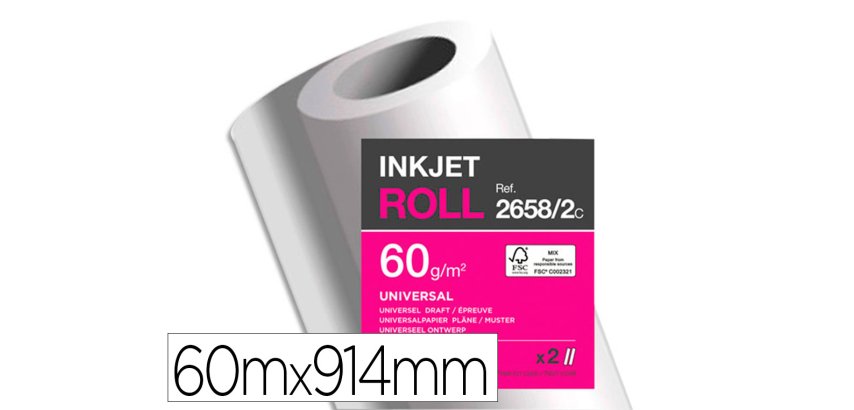 Papier clairefontaine plan extra blanc largeur 60mx914mm 60g application jet d'encre   qualite photo bobine