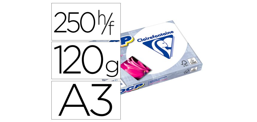 Papier clairefontaine multifonction laser couleur   dcp sra3 120g/m2 blanc paquet 250 feuilles