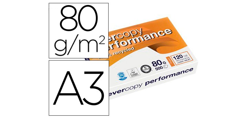 Papier clairefontaine evercopy perform              multifonction laser couleur   haute qualite a3 80g/m2 blanc