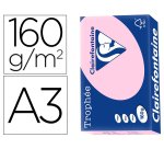 Papier clairefontaine multifonction laser cloueur   trophe a3 160g/m2 rose        parfaite opacite paquet 250