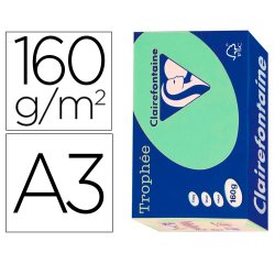 Papier clairefontaine multifonction laser couleur   trophe a3 160g/m2 vert nature parfaite opacite paquet 250