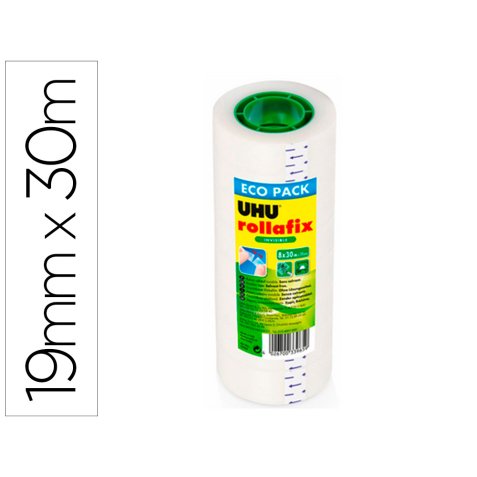 Ruban adhesif uhu rollafix invisible lot de 8 rouleaux   30m x 19mm