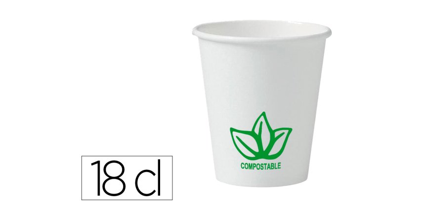 Gobelet en carton coldis biodegradable compostable de  contenance 18cl paquet de 50