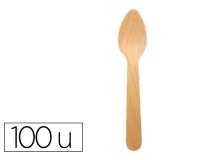 Cuillere a dessert coldis en bois diametre 11cm paquet de  100 unites