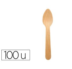Cuillere a dessert coldis en bois diametre 11cm paquet de  100 unites