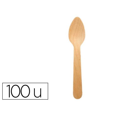 Cuillere a dessert coldis en bois diametre 11cm paquet de  100 unites