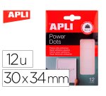 Rectangles apli double-face adhesif extra fort power dots transparent premium 30x34mm.  blister de 12