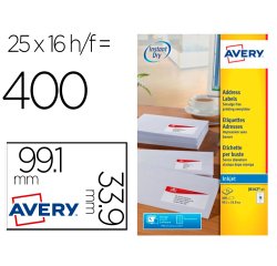 Etiquette autocollante avery adresse recyclee laser blanc  99,1 x 33,9mm boite de 240