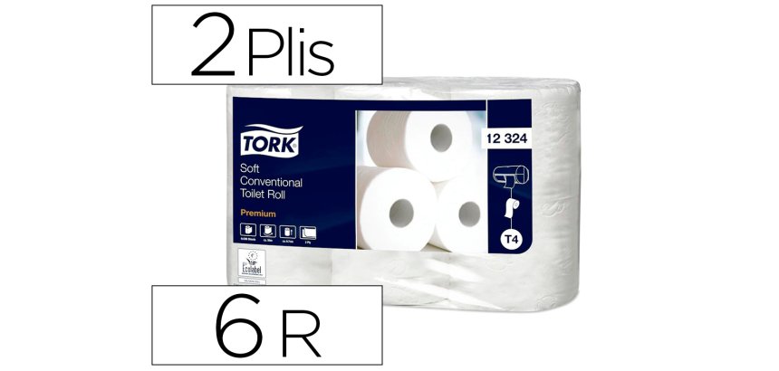 Rouleau papier toilette tork blanc 2 plis 396 fts paquet   de 6