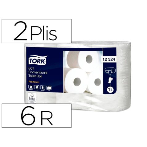 Rouleau papier toilette tork blanc 2 plis 396 fts paquet   de 6