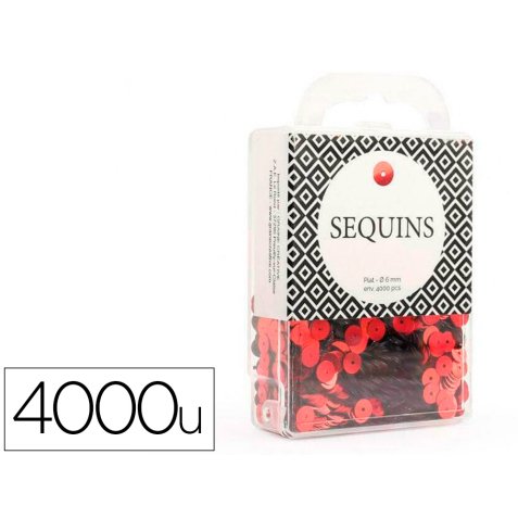 Sequin plat graine creative diam 6 mm boite brochable de  4000u coloris rouge
