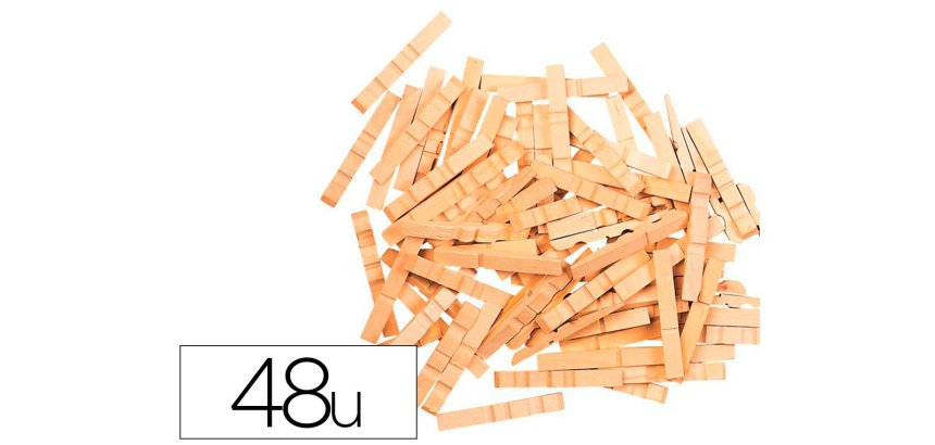 Pince en bois coloris naturel 48x7mm sachet de 48 unites
