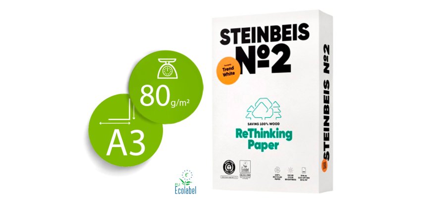 Papier steinbeis recycle multifonction n  2 - 80 gr a3 blanc