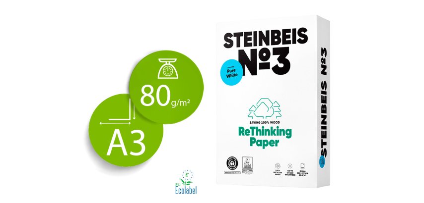 Papier steinbeis recycle multifonction n  3 - 80 gr a3 blanc