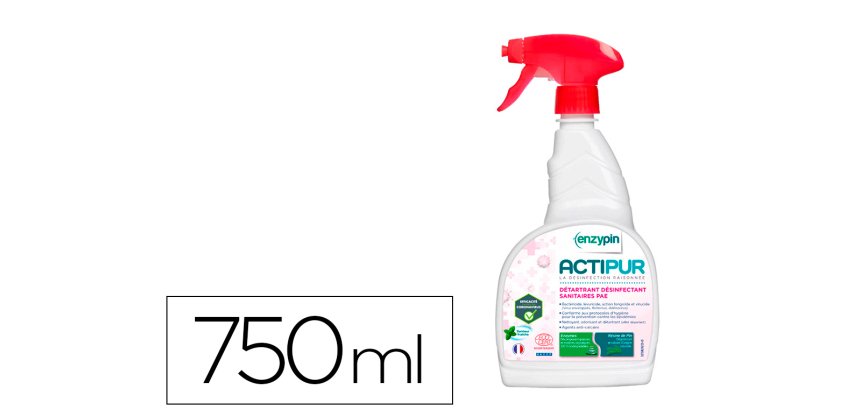 Detartrant desinfectant enzymatique actipur sanitairesecocert parfum mentholee      pulverisateur 750ml