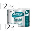 Papier hygienique amoos domestique 2 plis 20m paquet  de 12 rouleaux