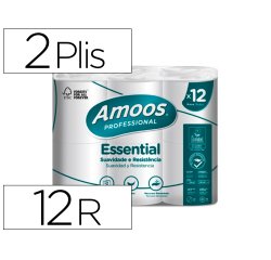 Papier hygienique amoos domestique 2 plis 20m paquet  de 12 rouleaux