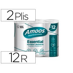 Papier hygienique amoos domestique 2 plis 20m paquet  de 12 rouleaux