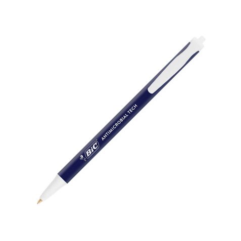 Stylo-bille bic 2 en 1 retractable antimicrobien     pointe moyenne bleu