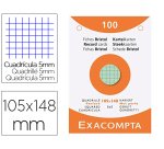 Etui 100 fiches exacompta bristol quadrillee 5x5 non    perforee blanc 105x148mm      coloris assortis