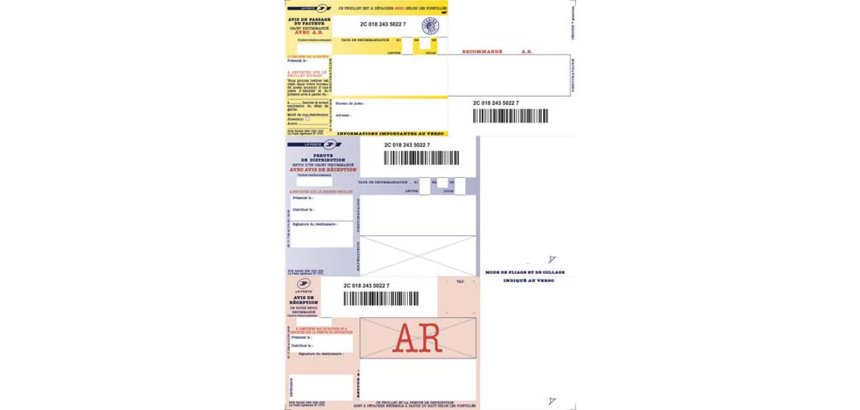 Imprime recommande a4 techmay avec ar national et code      barre logiciel fourni boite   150 unites