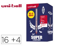 Roller uniball eye pointe metal ecriture fine boite de  16 + 4 rollers gratuits rouge