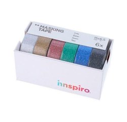 Set de 6 rubans masking tape washi foil serie glitter