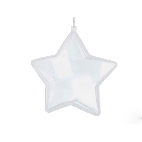 Etoile plastique transparent 2 parts 8 cm fermeture par    pression