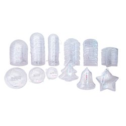 Maxi pack formes noel plastique transparent pour    accrocher 2 parts  46 unites