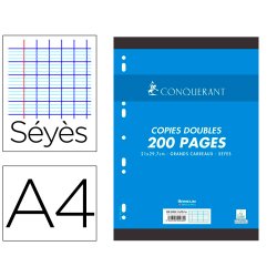 Copies doubles conquerant 7 perforees 210x297 film 200p   90g seyes recycle