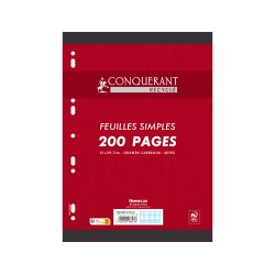 Feuilles simples conquerant 7 perforees 210x297 film 200p   90g seyes recycle