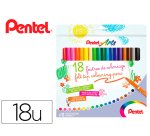 Boite de 18 feutres de coloriage pental encre ultra  lavable pointe moyenne 3,9mm