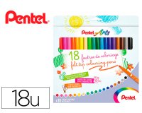 Boite de 18 feutres de coloriage pental encre ultra  lavable pointe moyenne 3,9mm