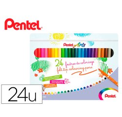 Boite de 24 feutres de coloriage pental encre ultra  lavable pointe moyenne 3,9mm