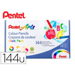 Boite de 144 crayons de couleurs pentel corps         hexagonal en bois coloris     assortis