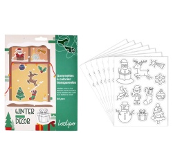 Pack de 66 gommettes sodertex transparentes  17 x 22 cm 6   planches coloris assortis