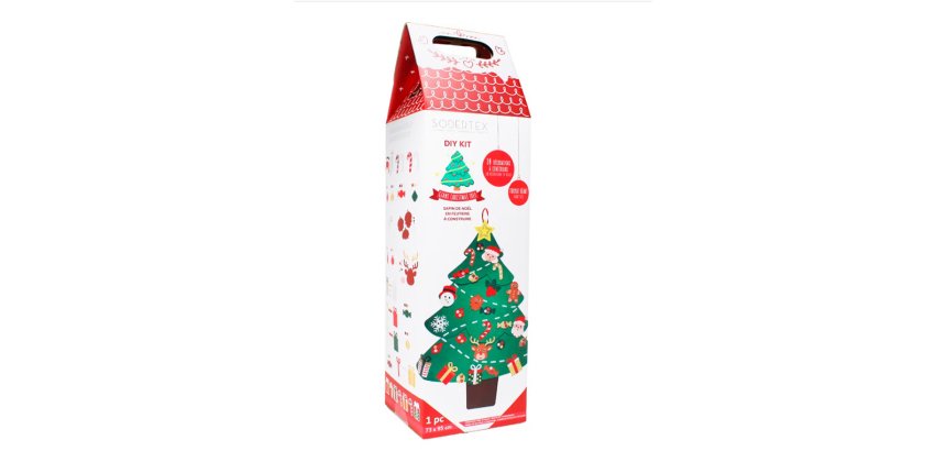 Sapin de no l sodertex g ant en feutrine avec accessoires    scratcher  - 95 x 77 cm - 1 pc - coloris assortis
