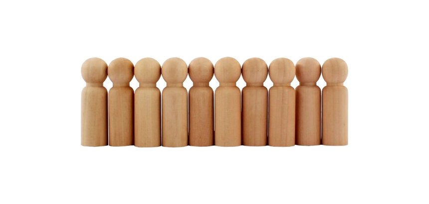 Personnages en bois sodertex 7 cm - 10 pcs - 1 coloris